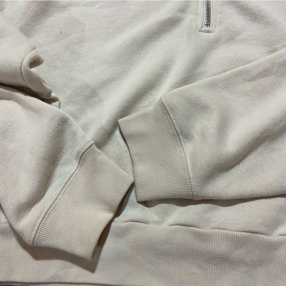 Aritzia TNA Cozy Fleece Half Zip Cream Sz L - Picture 5 of 6